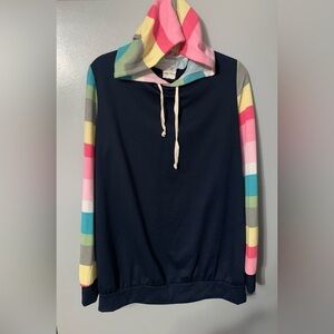 Lovely Melody Navy Hoodie with Pink and Blue Accents